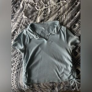 Button collared crop top